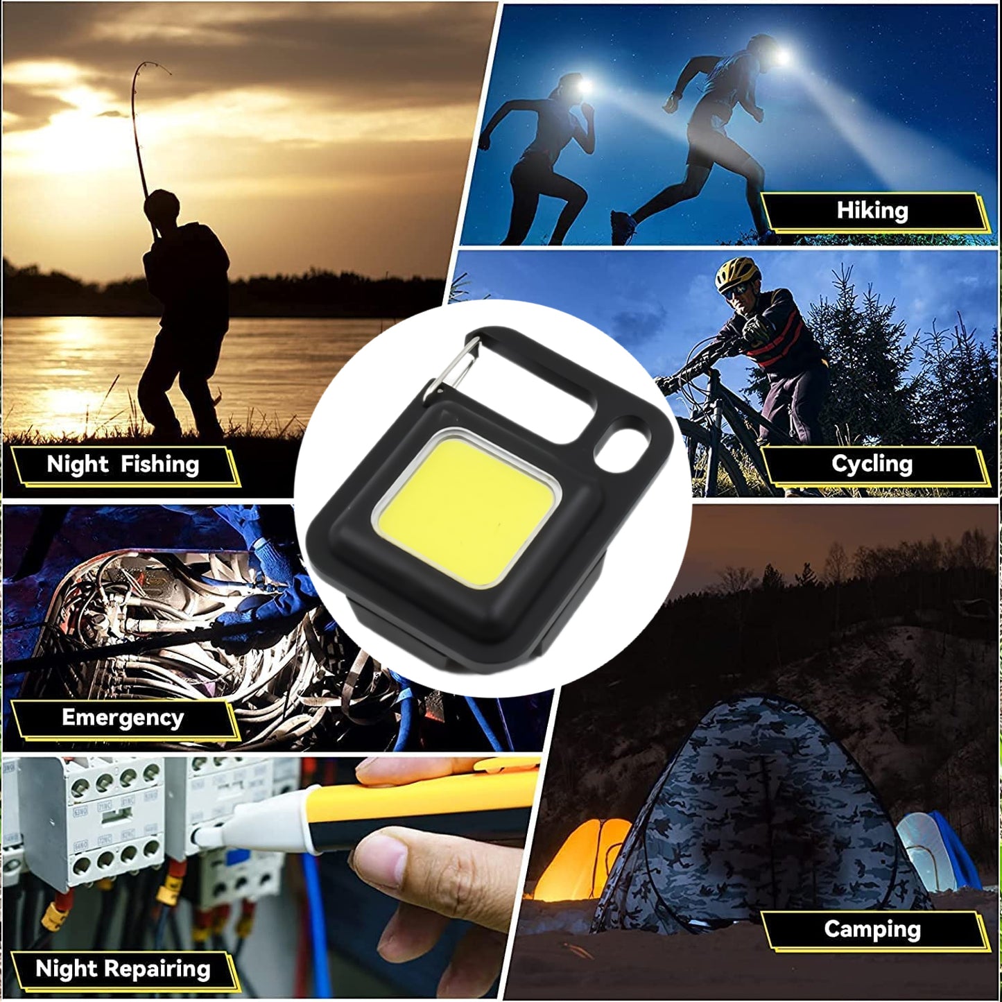 Led Battery Operated Keychain Flashlight Small Work Light Withfolding Bracket Bottle Opener For Camping Hiking Emergency (1 Pc) (X1027)