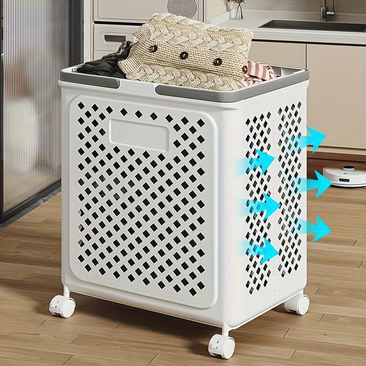 Large Foldable Laundry Basket With Wheels