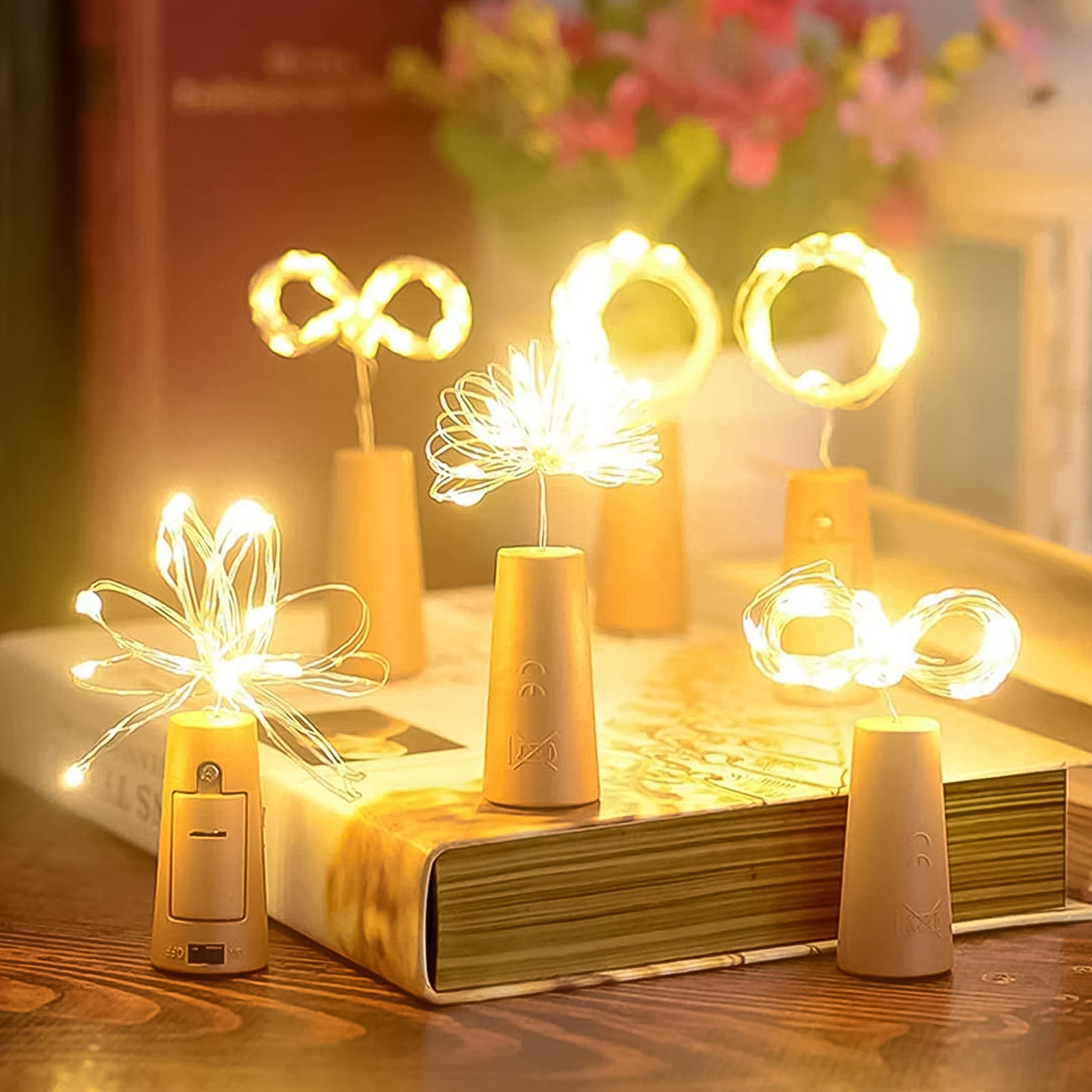Wine Bottle Cork String Light Multi Led 2m Cable Length Copper Wire Battery Operated Warm White 1 Pc) (X1038)