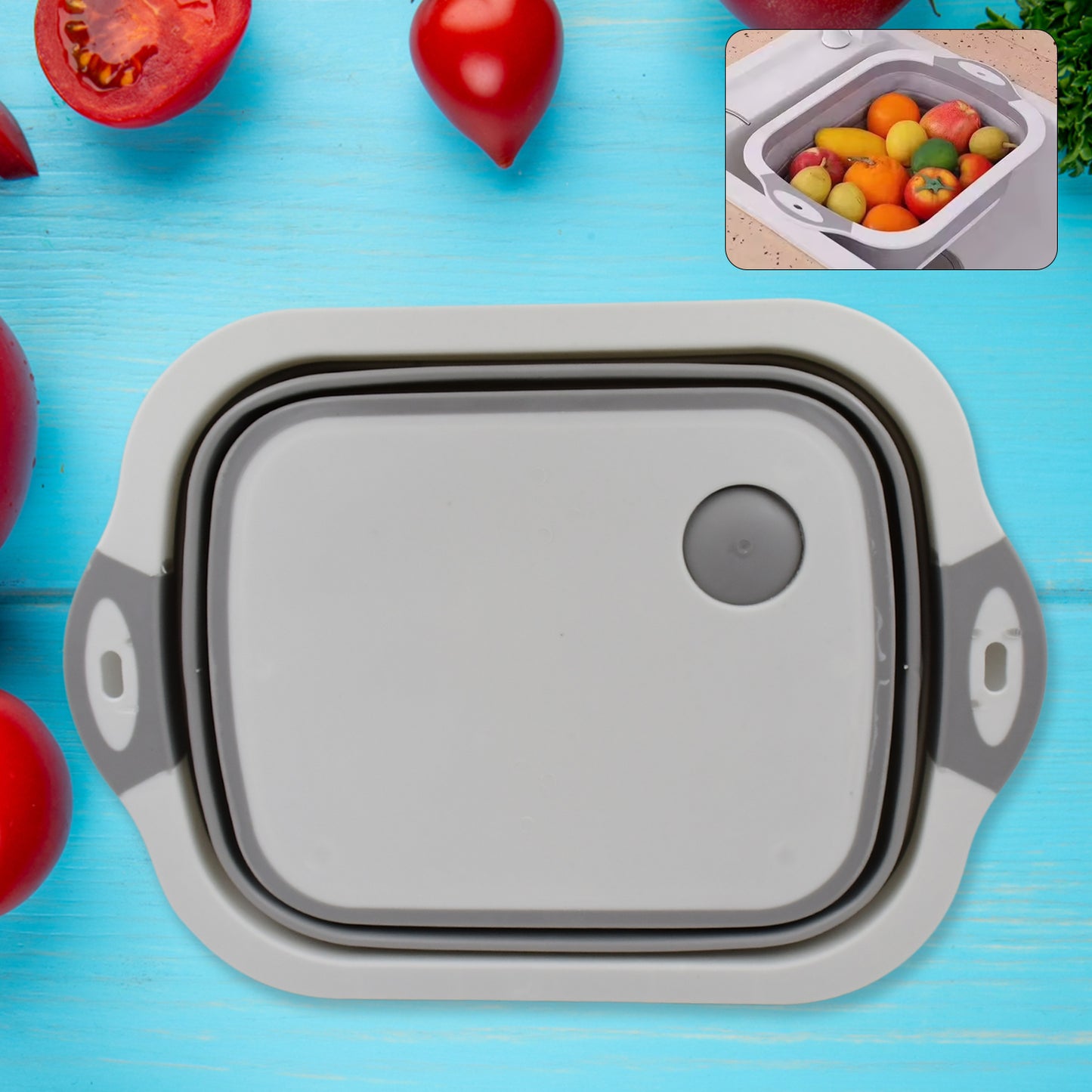 MKK-6- Collapsible Cutting Board With Dish Tub Basket