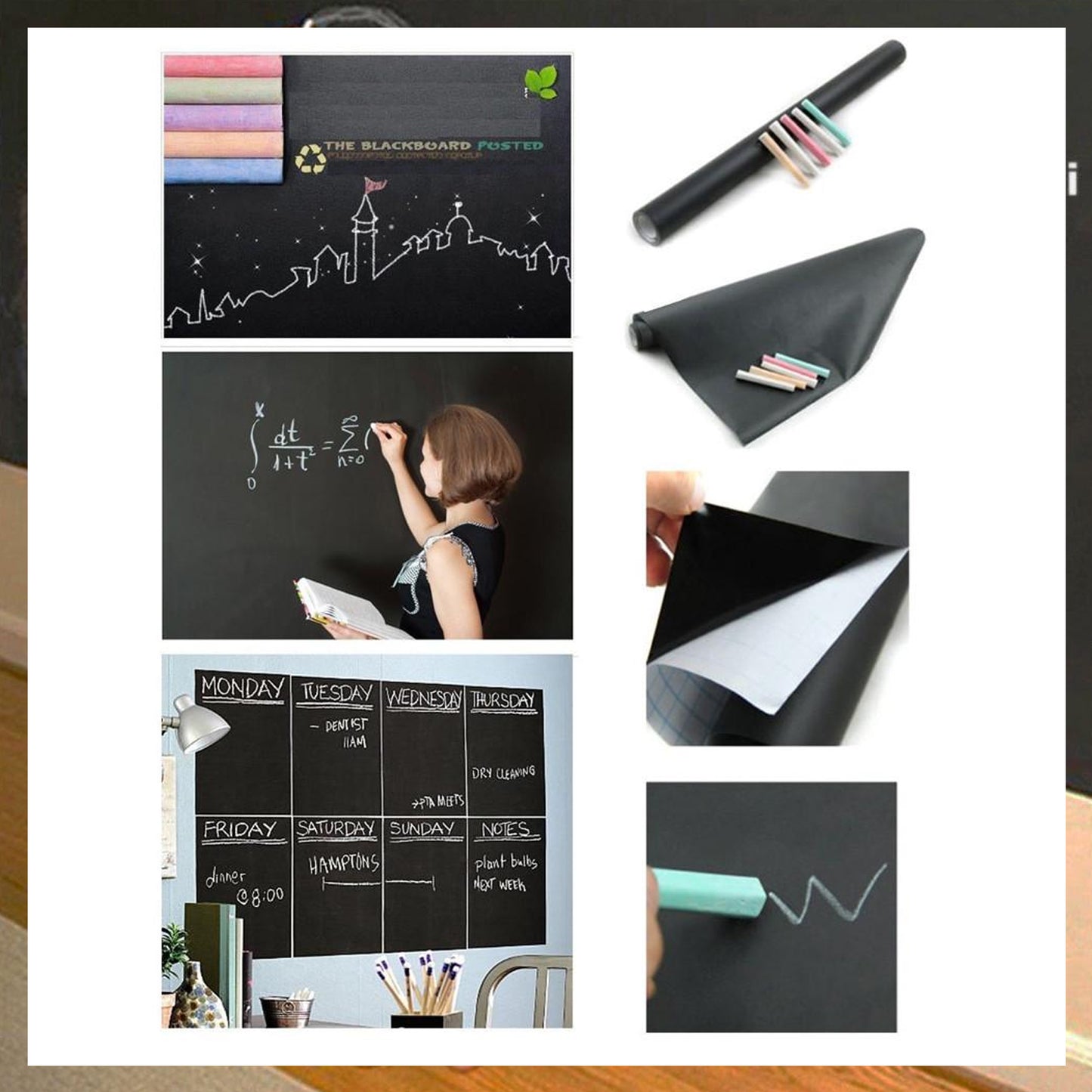 Blackboard Erasable Wall Sticker Chalkboard Sticker Removable Blackboard Wall Stickers Mural For Kids Room (X280)