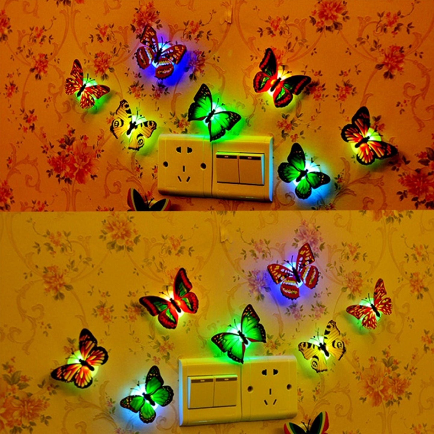 ROOM LOBY DECORATE SATISFYING BUTTERFLY LED NIGHT LAMP (RANDOM DESIGN) (PACK OF 3 PCS)
