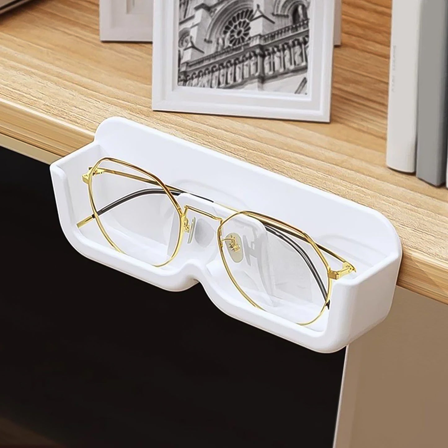Wall Mount / Adhesive Sunglass Organizer Simple Space Saving Glasses Storage Box Eyewear Stand Holder for Showcase Bedroom Apartment (1 Pc
