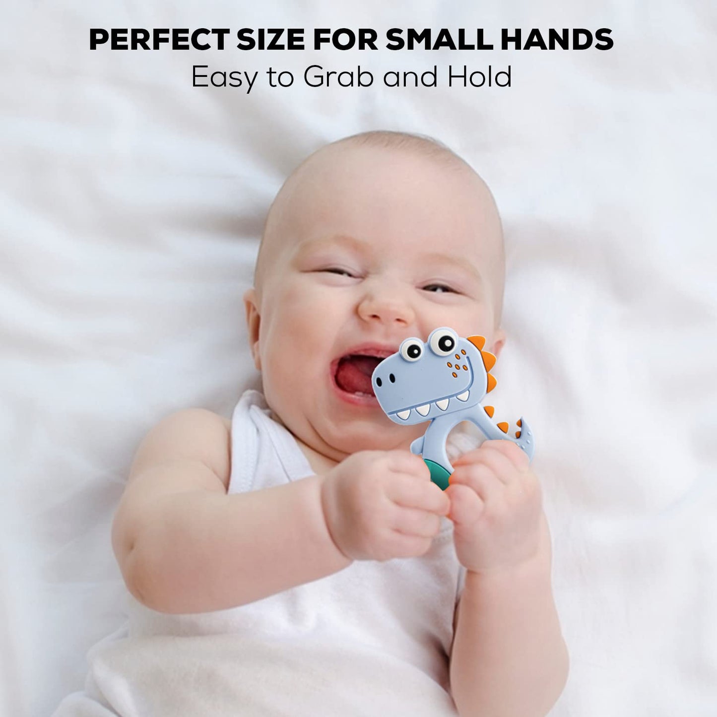 Silicone Dinosaur Teether For Baby (1 Pc Mix Design Color) (X1005)