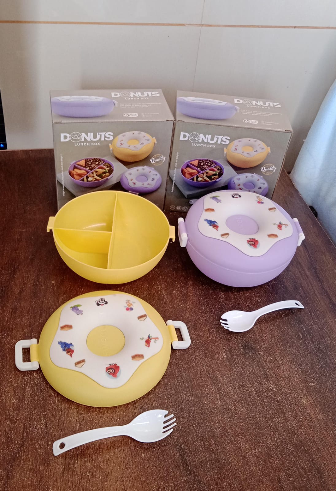 Donut Shaped Double Insulated 3 Compartment Lunch Box (1 Pc / Mix Color) (X426)