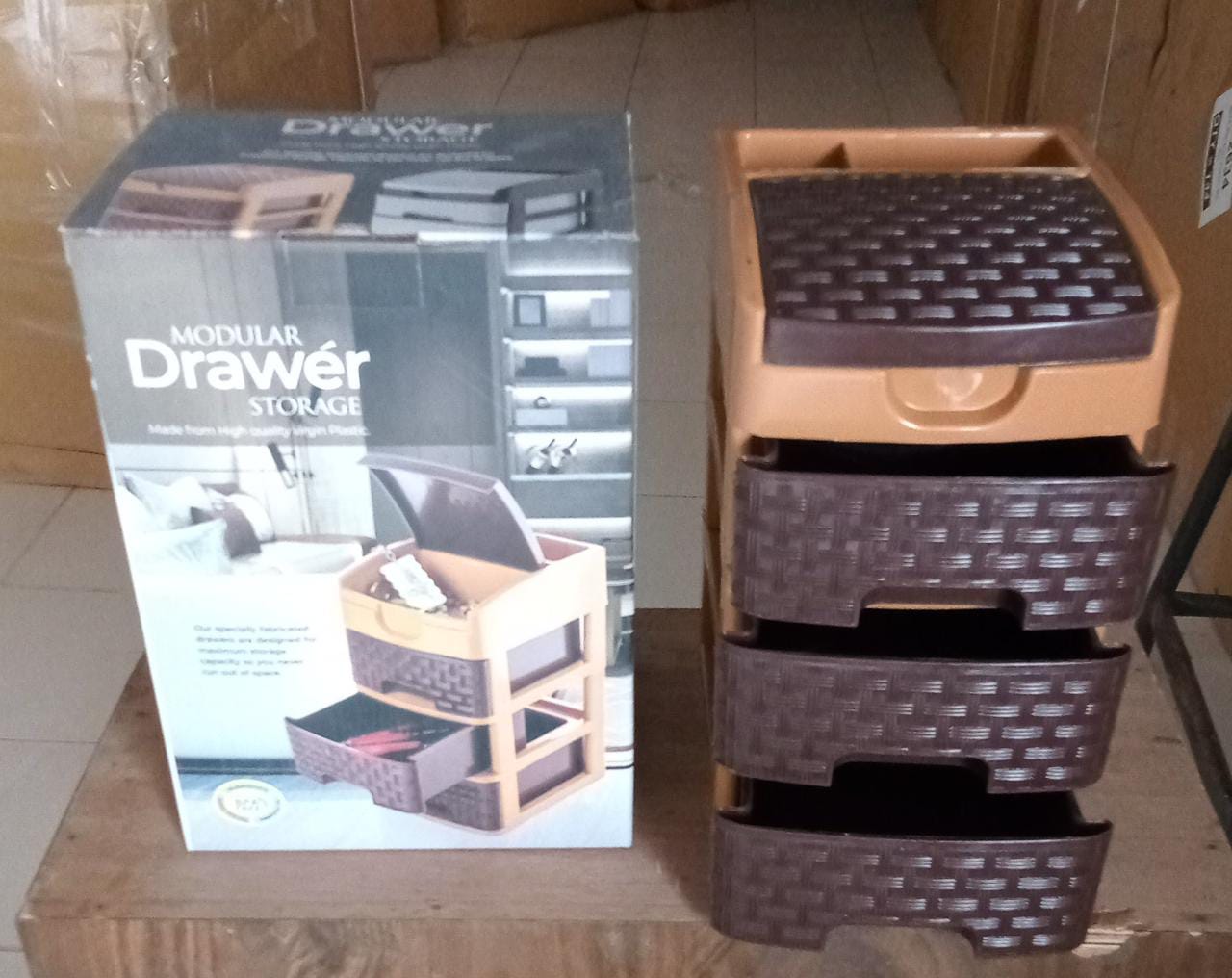 Space-saving mini storage unit with 3 layers for easy organization.