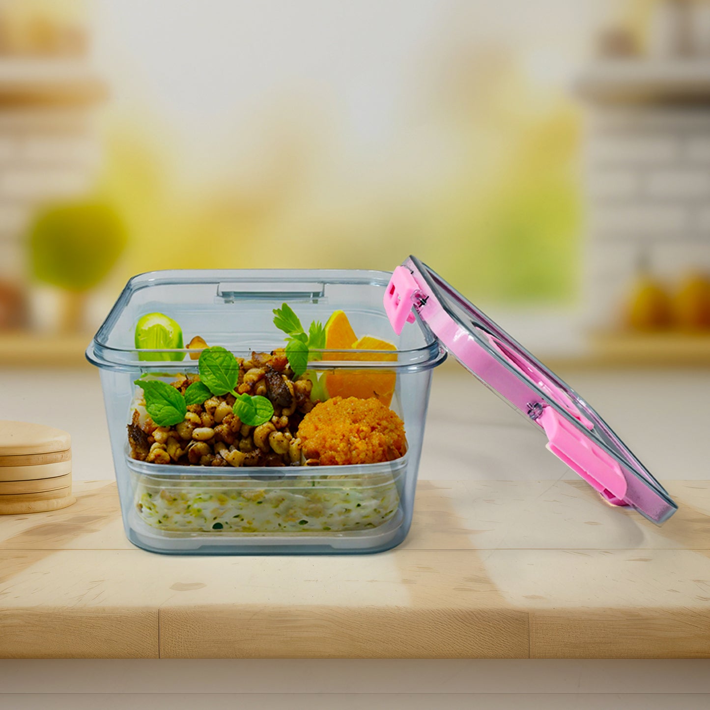 High Quality Plastic Food Storage Container Clear Washable Refrigerator Food Box Food Container Fruit Box Container With Lid (1400 Ml)