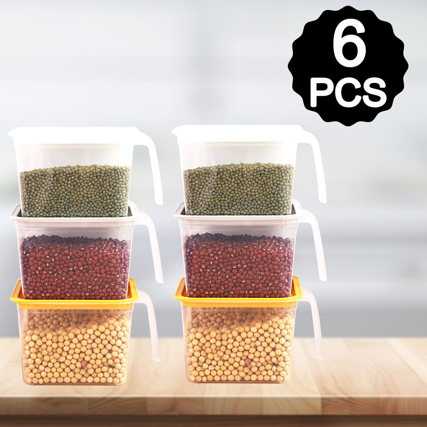 Air Tight Unbreakable Big Size 1100 Ml Square Shape Kitchen Storage Container (Set Of 6) (X307)