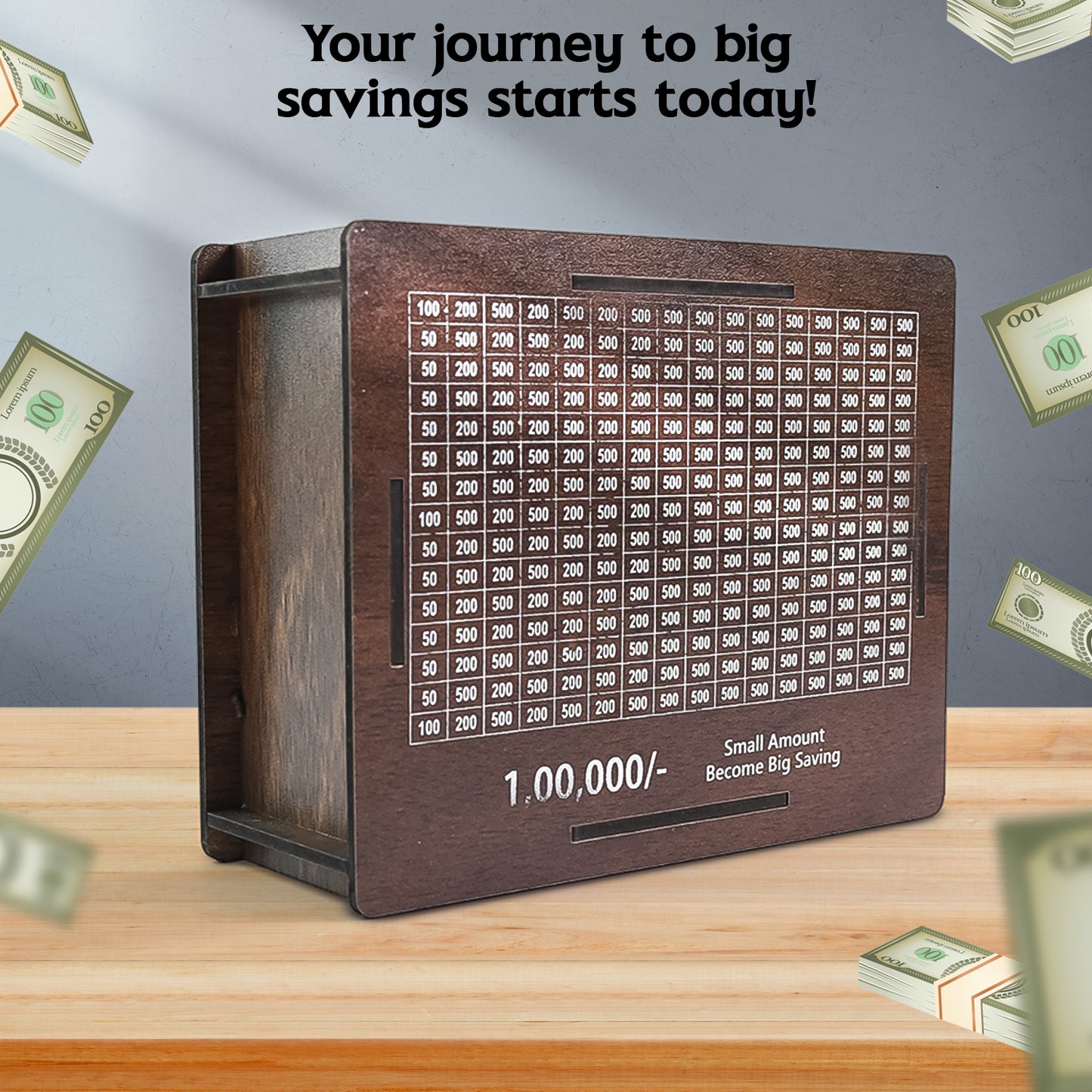 Wooden Money Piggy Bank Money Box (1 Pc 4 Sketch Pen)
