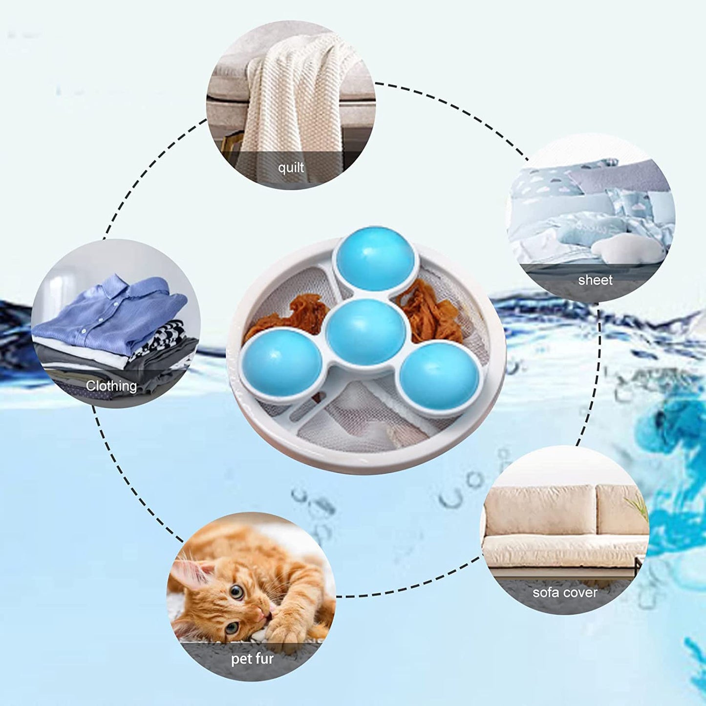Laundry Ball Floating Lint Hair Remover Net Mesh Bag Dryer (1 Pc)(X67)
