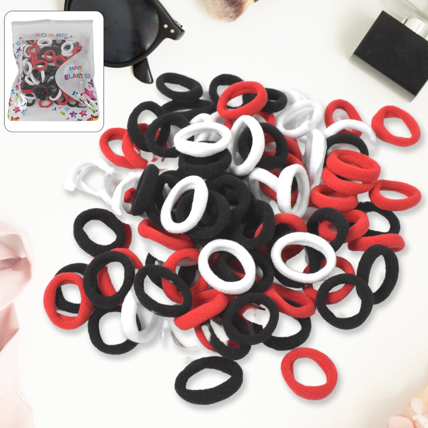 Small Hairbands Bands For Hair Rubber Bands (Pack Of 50 Multicolour) (X917)