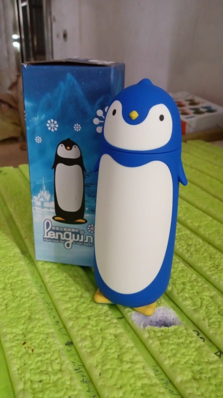 Penguin Water Bottle Penguin Cartoon Water Bottle Funny Travel Mug Insulated, Inner glass Vacuum Water Bottle (X975)