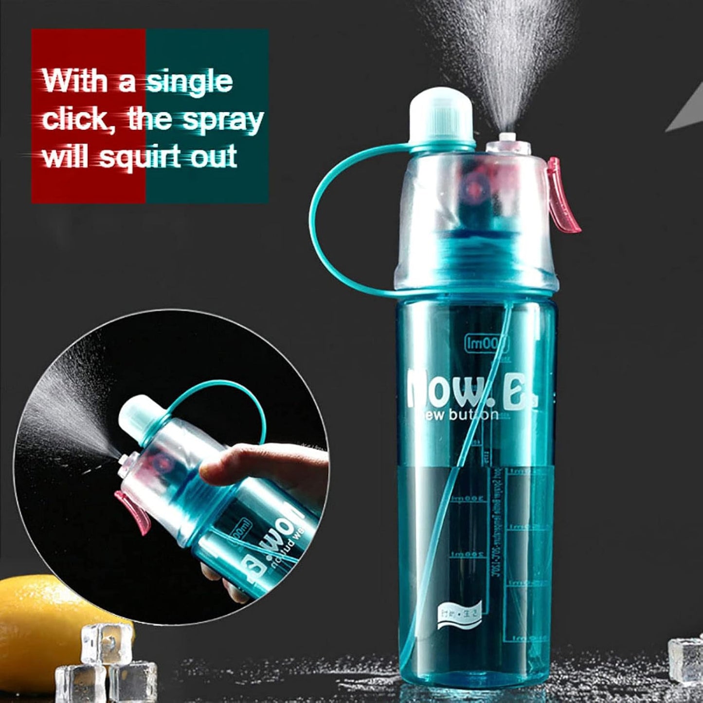 Plastic 2 In 1 Mist Spray Water Bottle (Multicolor 400 Ml 1 Pc)