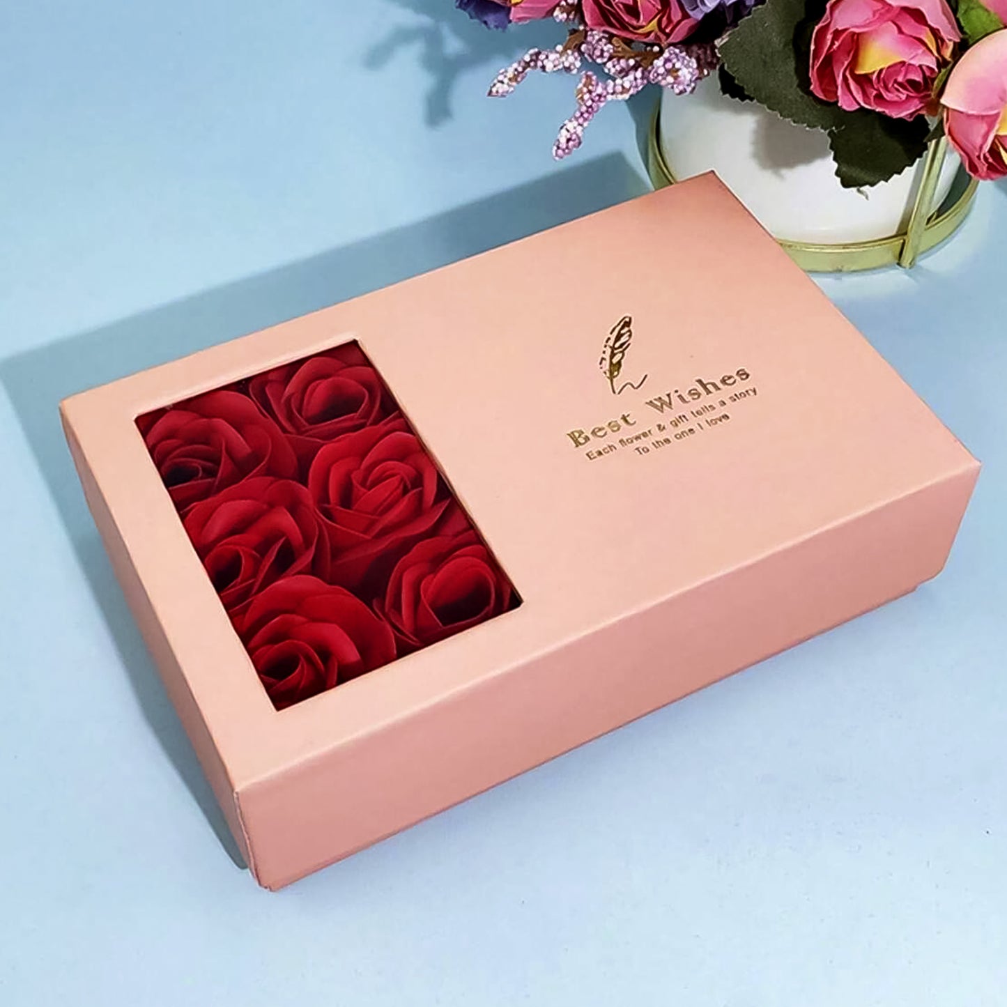 Jewellery Gift Box With Lids Roses Packaging Box With 6 Roses (1 Set) (X196)