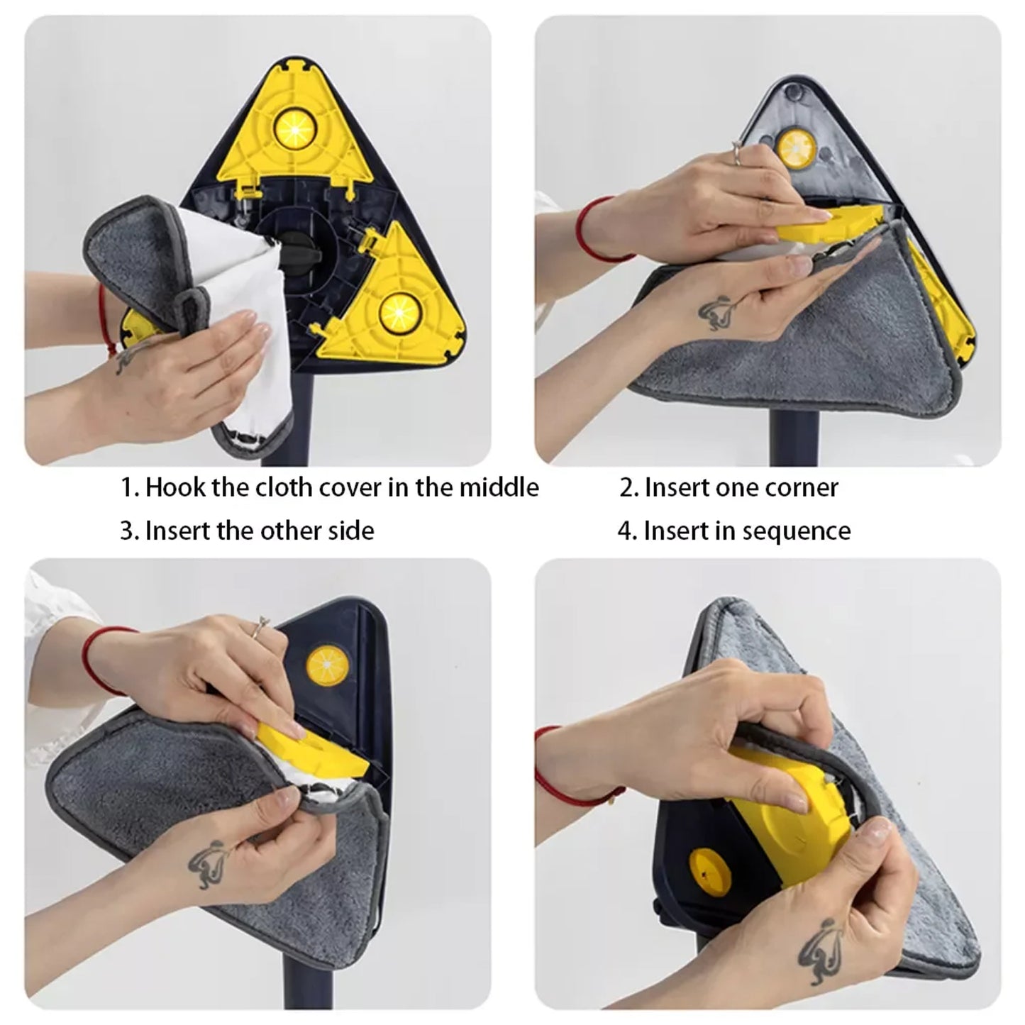 Rotatable Adjustable Triangle Cleaning Mop Triangle Mop With Stainless Steel Long Handle Push-pull Squeezing Cleaning Mop Dry Wet Mop For Floor Windows (1 Pc) (X640)