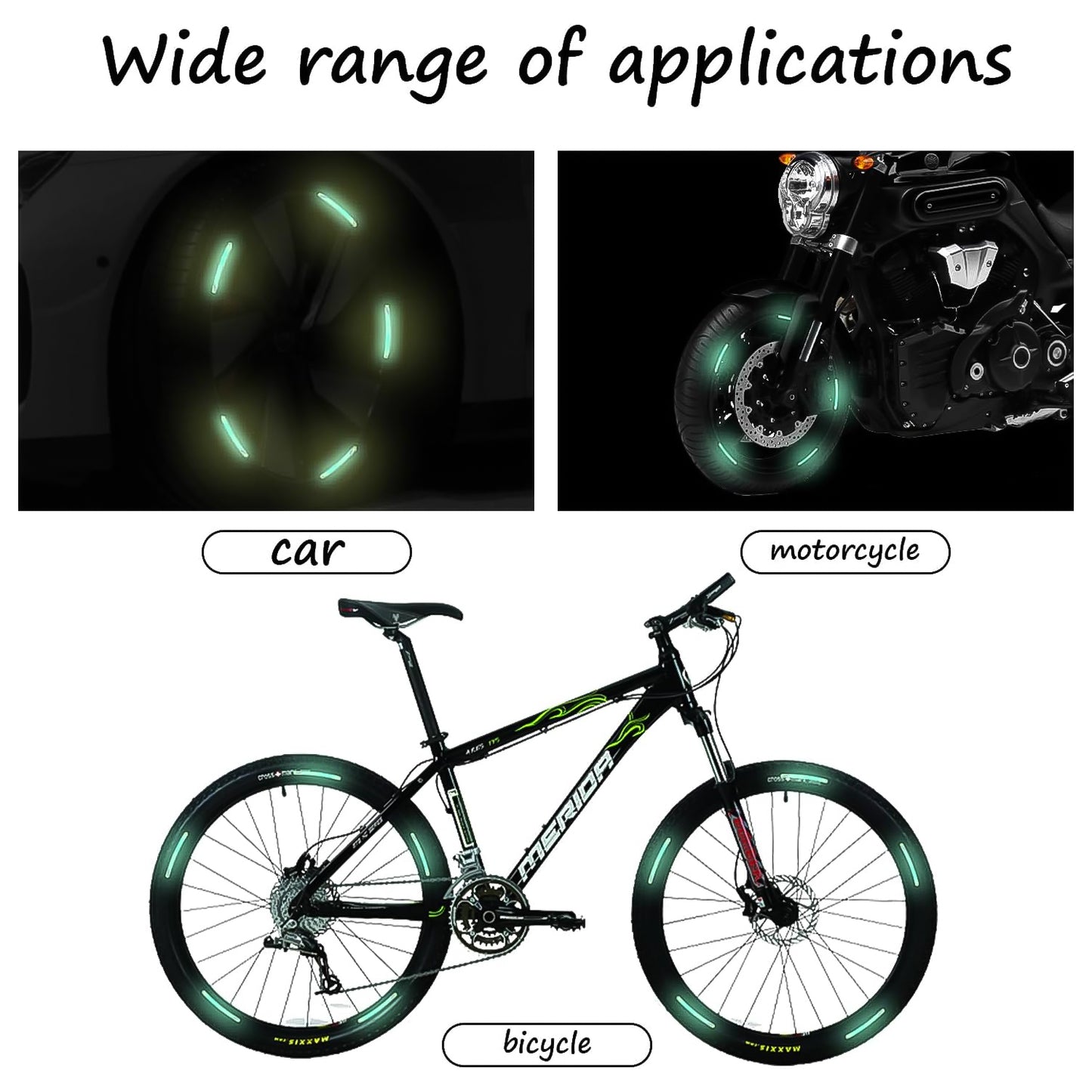 Car Wheel Hub Reflective Car Stickers Night Warning Stickers (20 Pcs Set Multicolored) (X9999-ND)