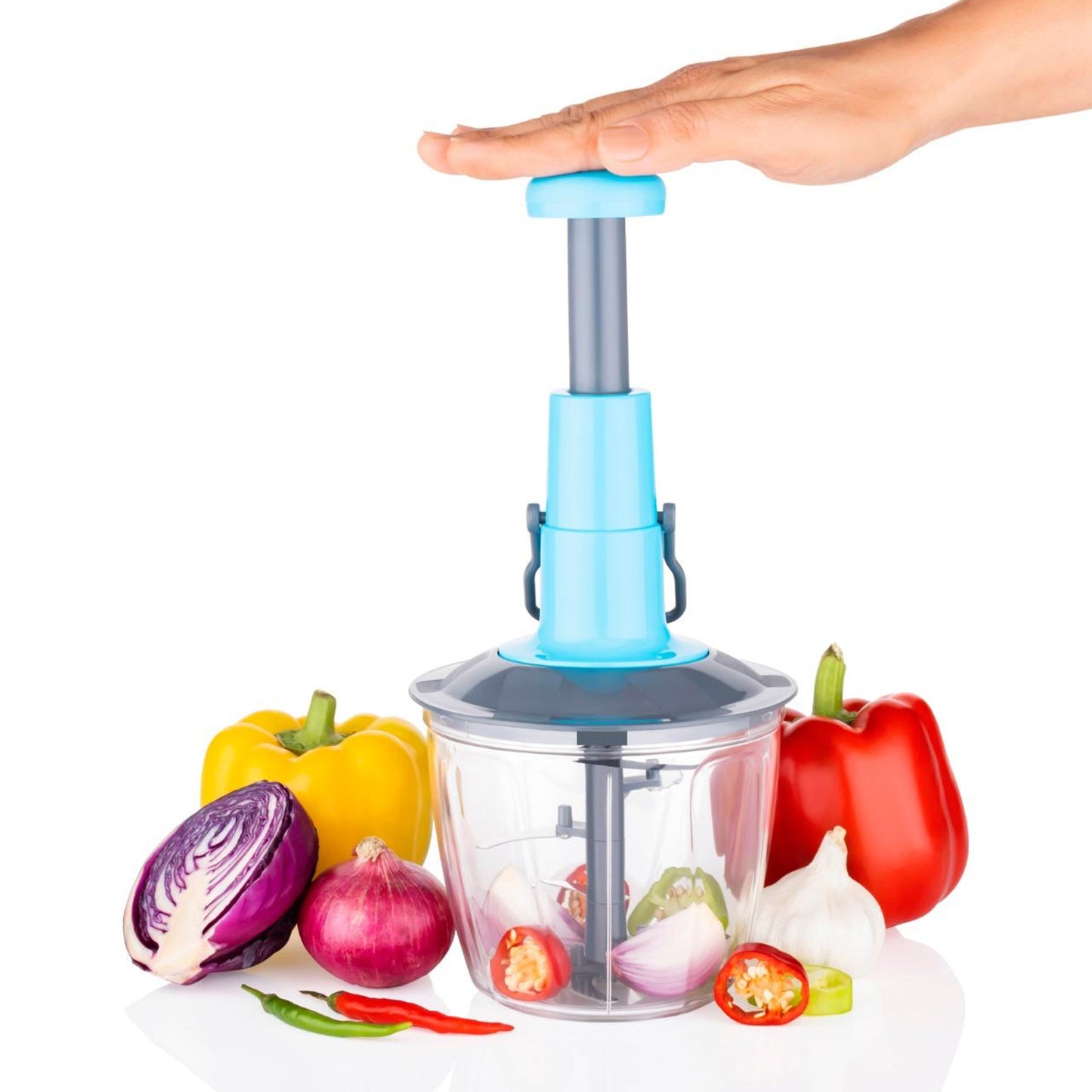 6 Blades Manual Hand-press Vegetable Chopper (1100 Ml) (X663)
