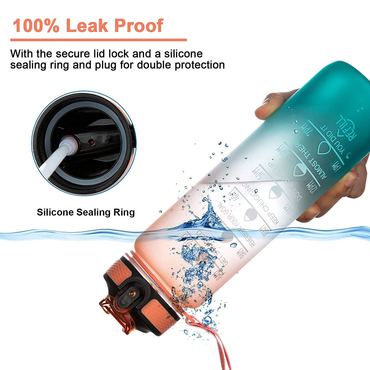 Motivational Water Bottle With Straw Time Marker Bpa-free Tritan Portable Gym Water Bottle Leakproof Reusable Special Design For Your Sports Activity Hiking Camping (X718)