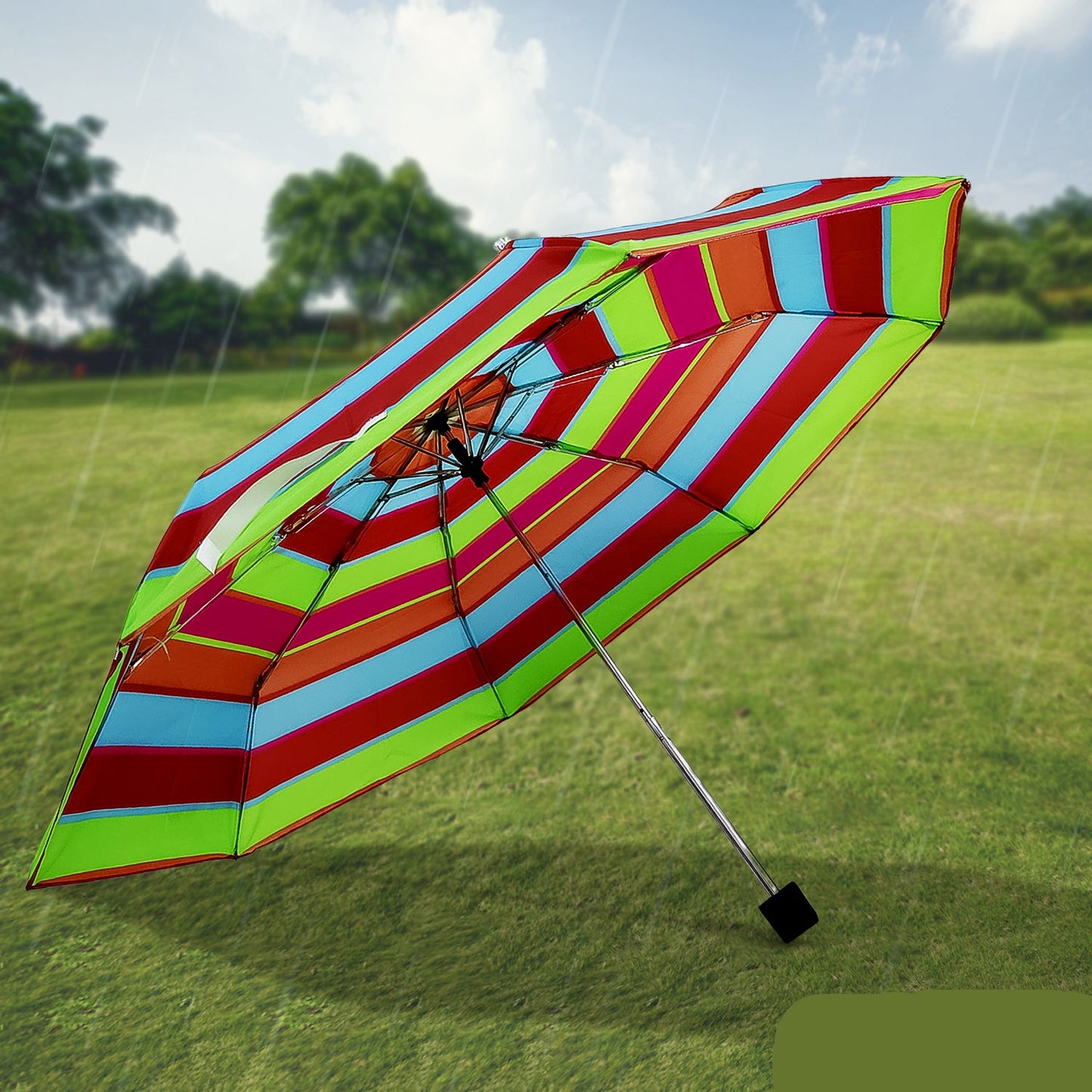 3-fold Sun Rain Protective Solid Foldable Umbrella (1 Pc)