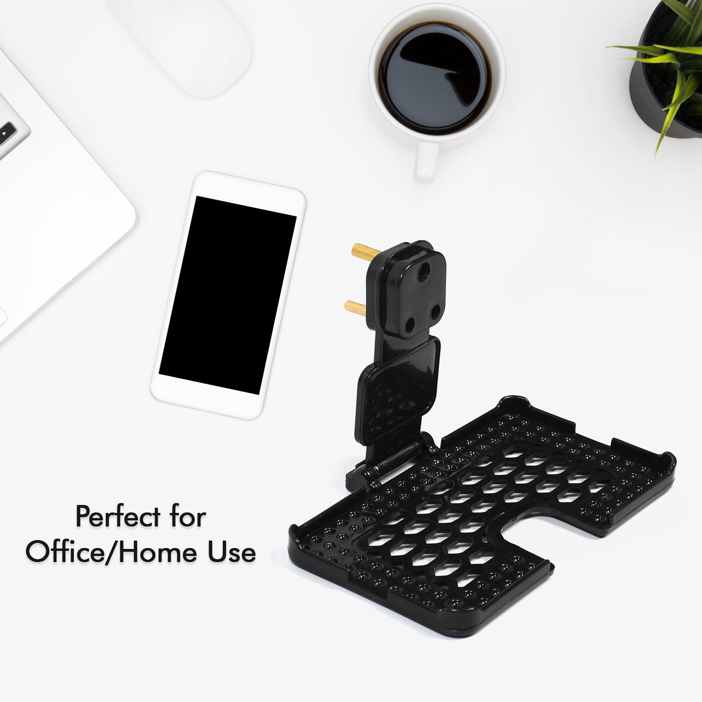 Multi-purpose Wall Holder Stand For Charging Mobile Just Fit In Socket And Hang ( Black ) (X846)