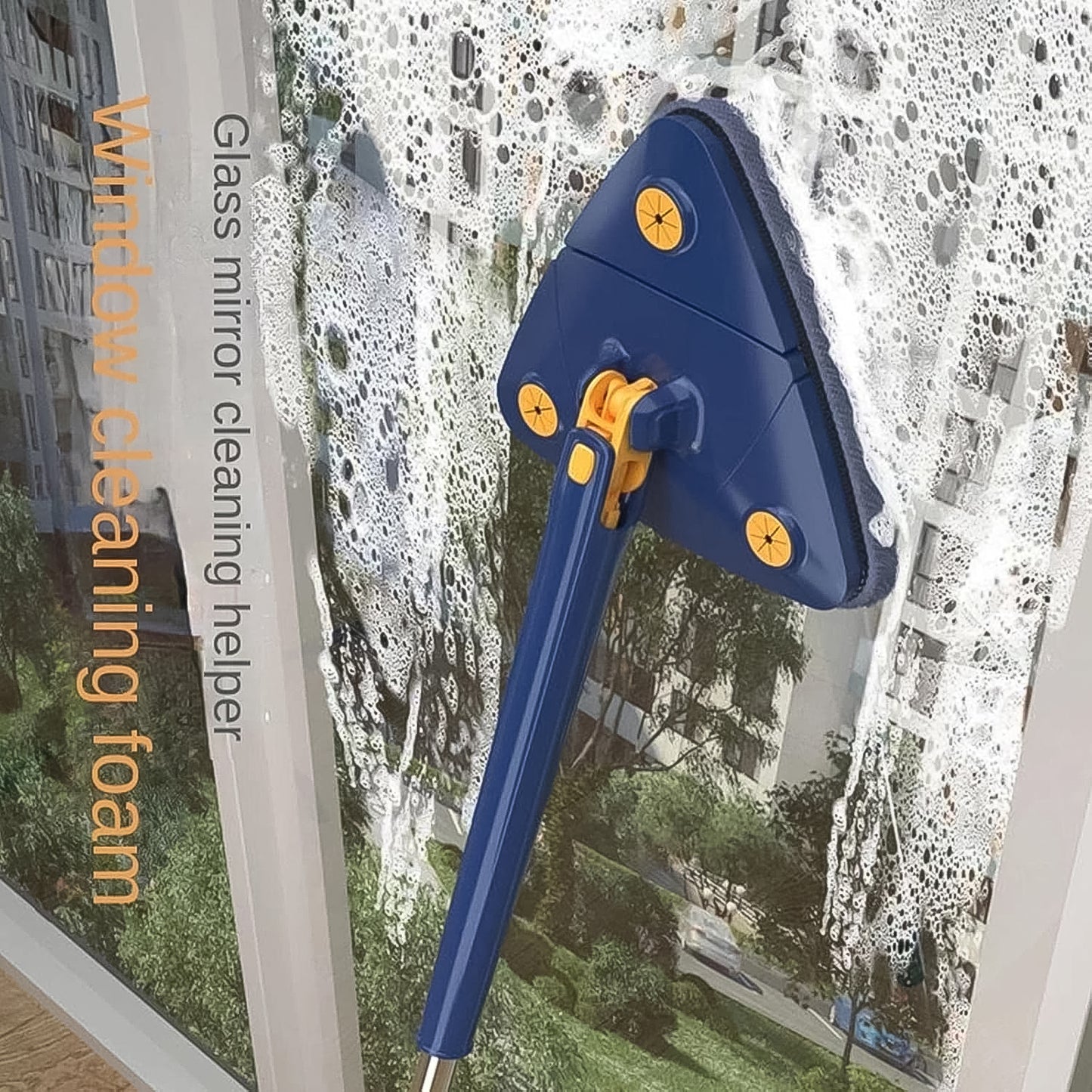 360 Rotatable Mop Triangle Mop With Long Handle (1 Pc 113 Cm)