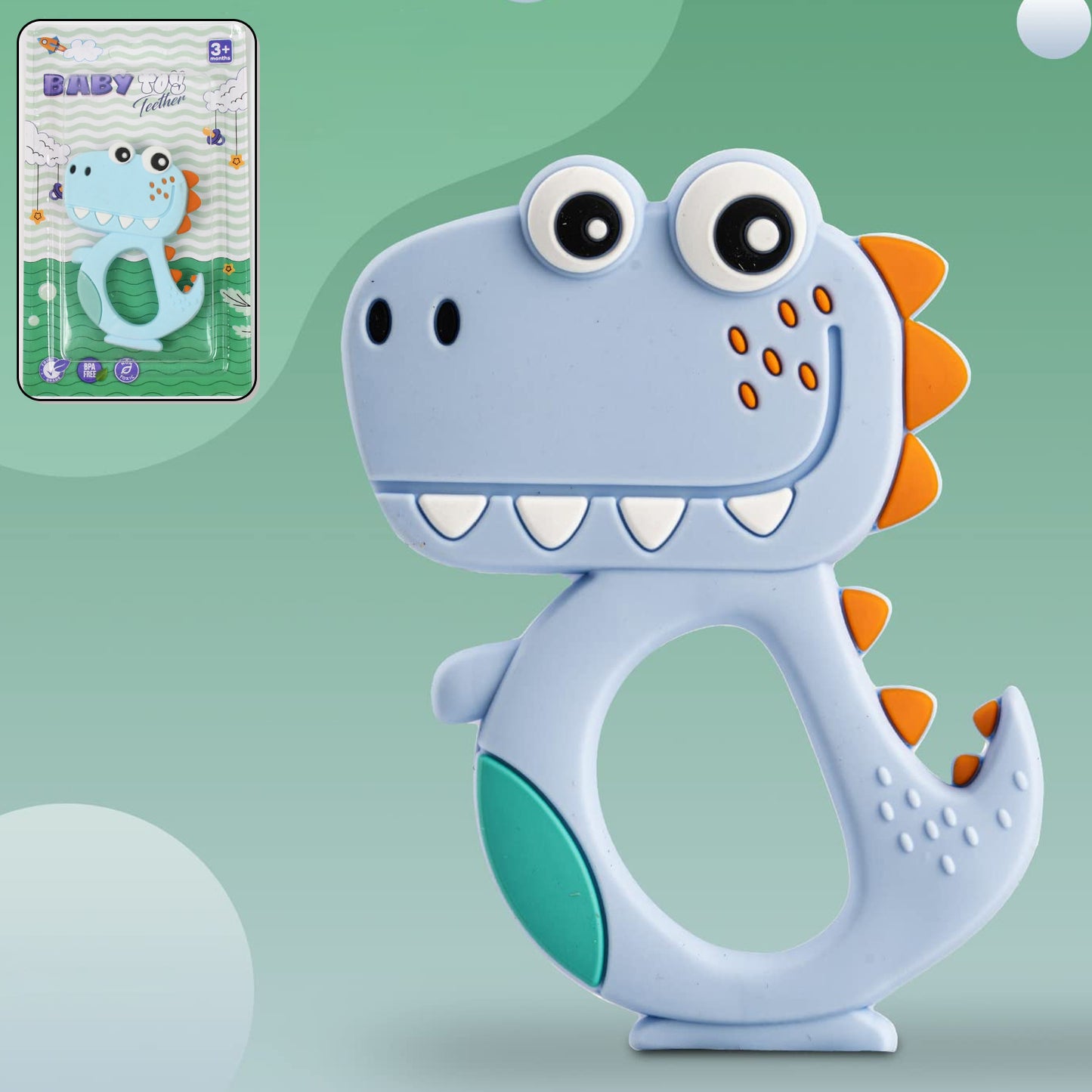 Silicone Dinosaur Teether For Baby (1 Pc Mix Design Color) (X1005)