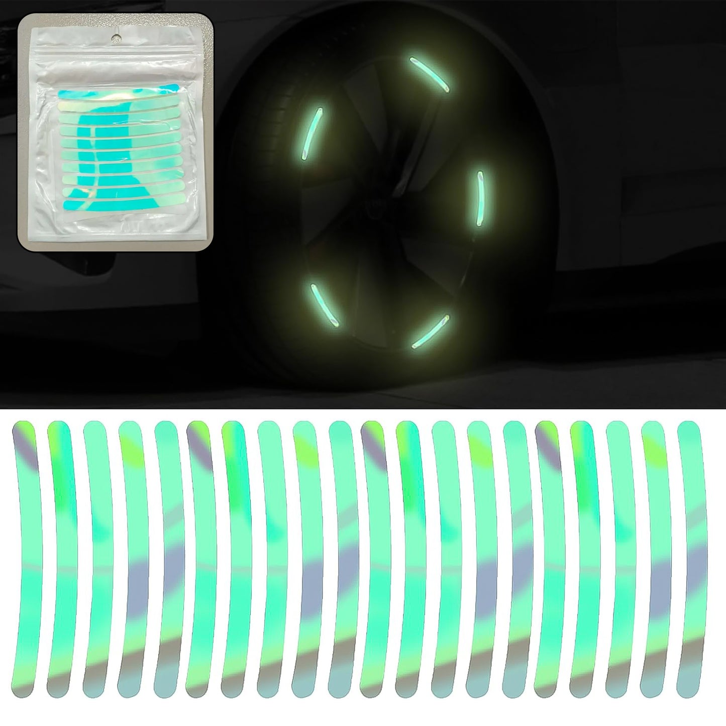 Car Wheel Hub Reflective Car Stickers Night Warning Stickers (20 Pcs Set Multicolored) (X9999-ND)
