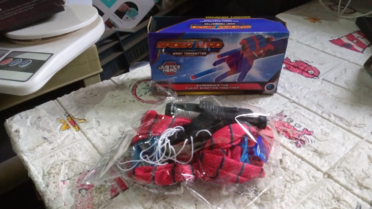Web Shooter Toy For Kids Fans Launcher Wrist Gloves Toys For Kids Boys Superhero Gloves Role-play Toy Cosplay Sticky Wall Soft Bomb Funny Childrens Educational Toys (X674)
