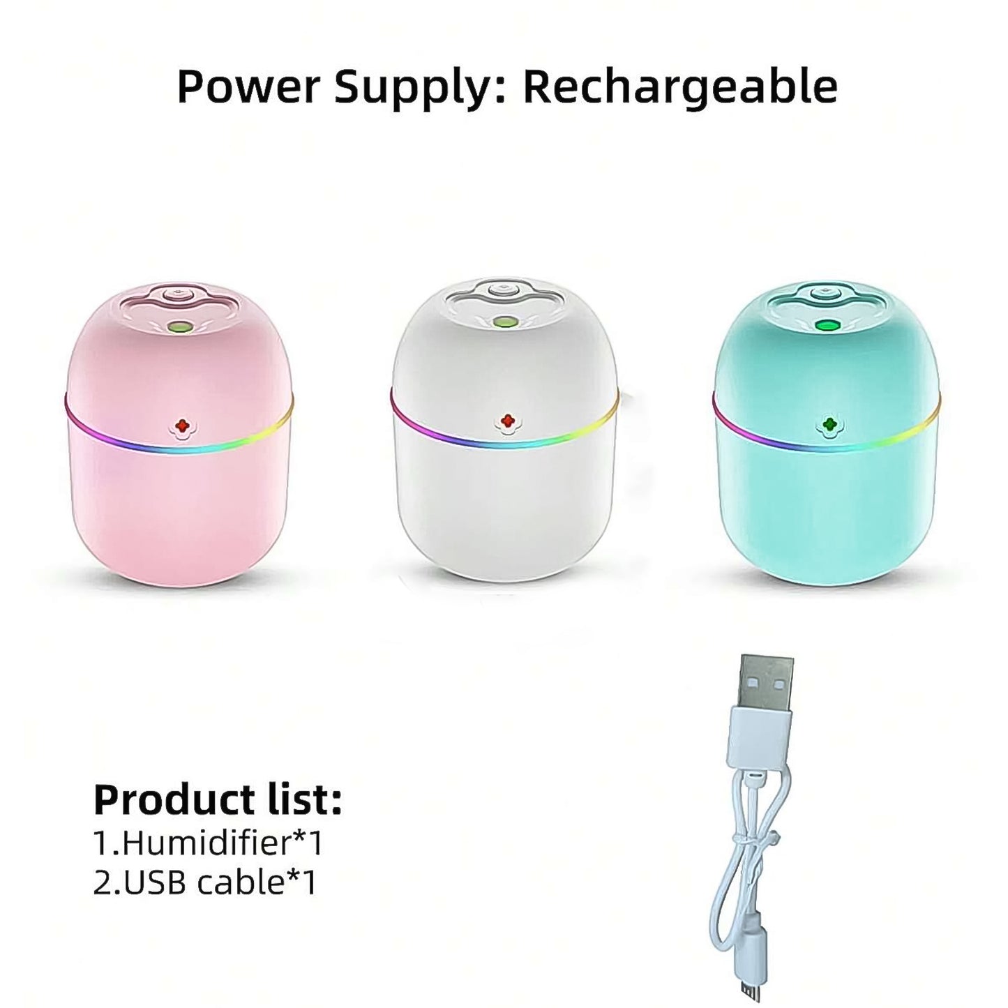 Portable Lighting Mini Humidifier Usb Personal Desktop Cool Mist Humidifiers (250 Ml) (X319)