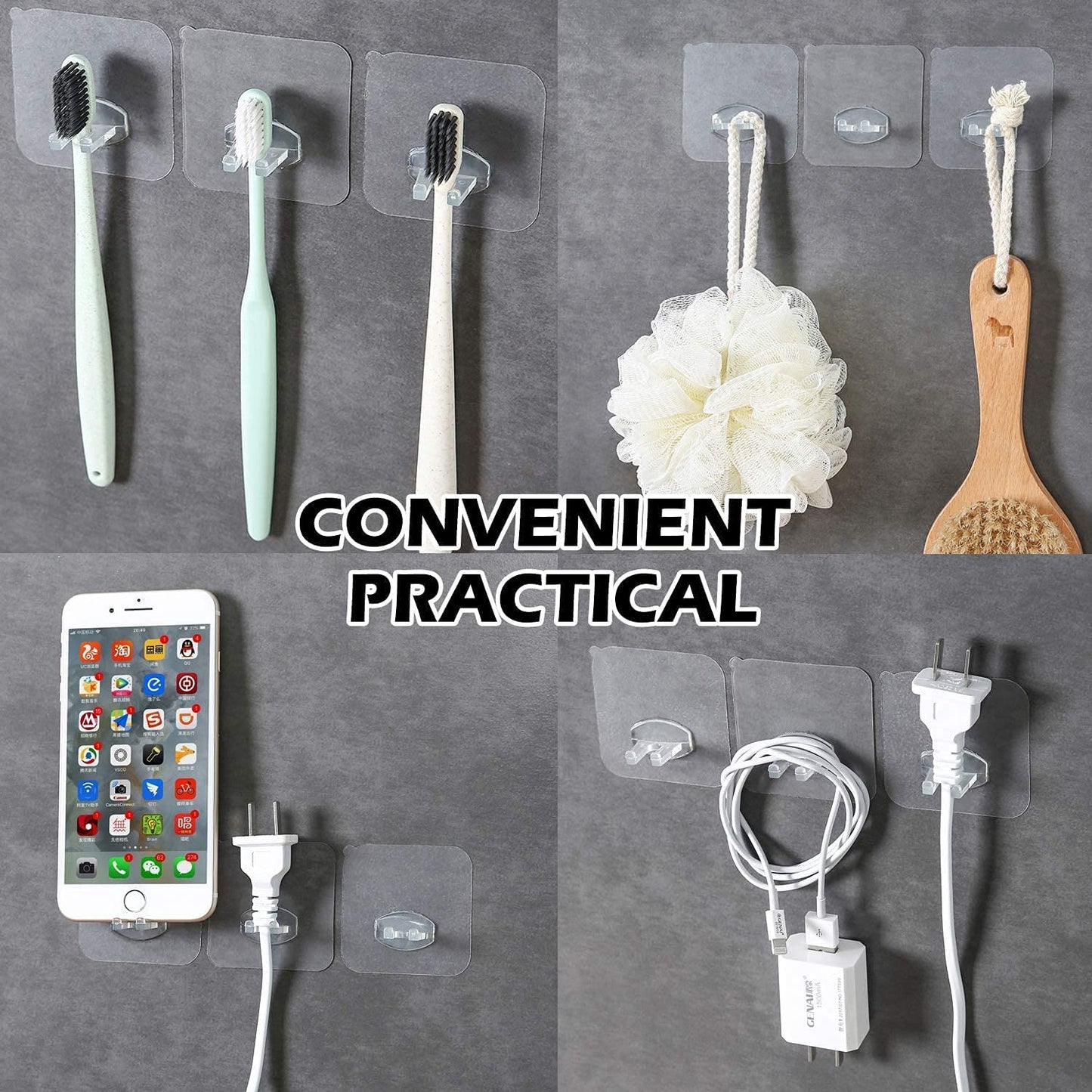 Transparent Self Adhesive Hook Seamless Drill Free Removable Wall Mounted Hanger As Toothbrush Holder Power Plug Socket Holder Waterproof And Oil Proof (1 Pc) (X801)