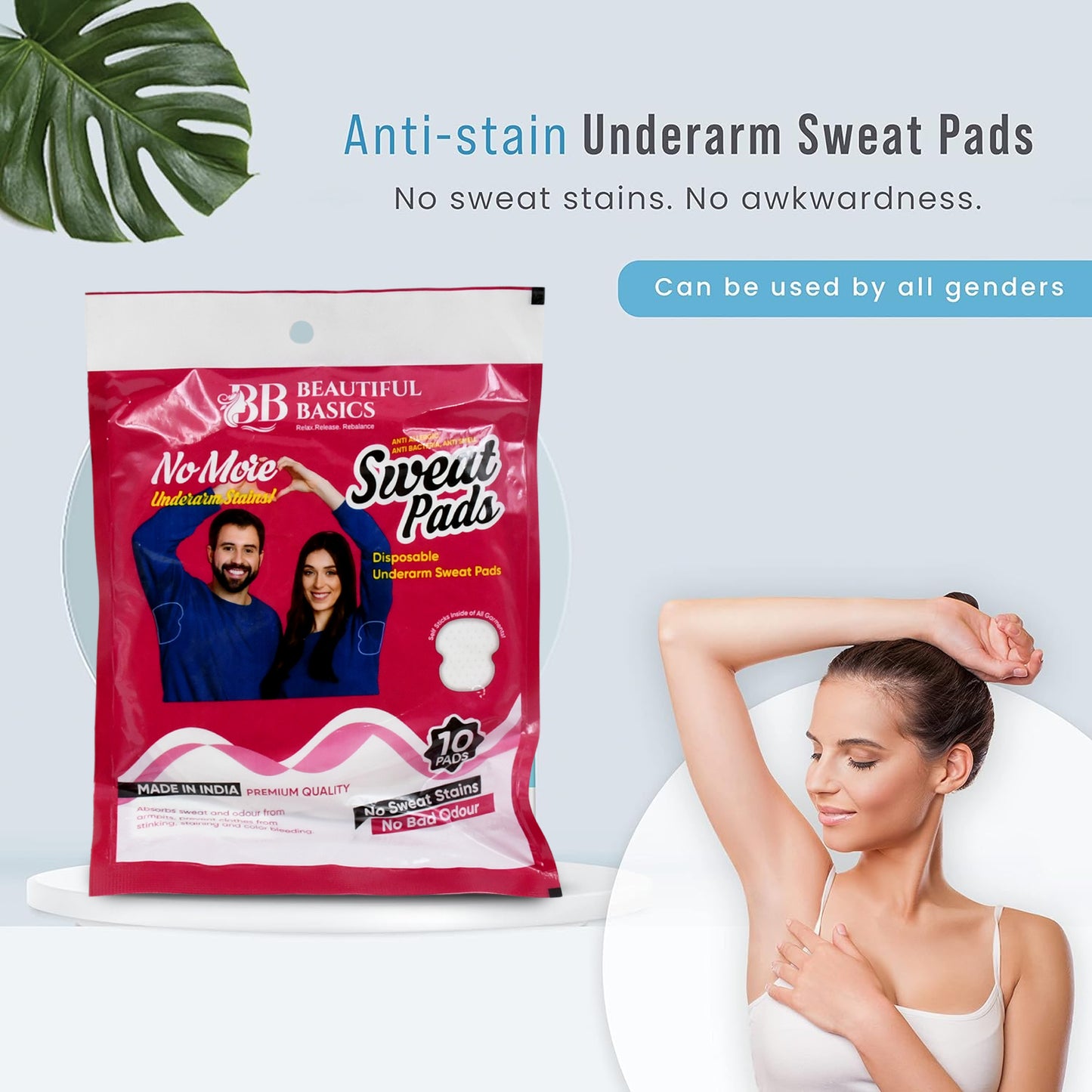 Underarms Sweat Pads Disposable Highly Absorbent Pads (Pack Of 10) (X813)