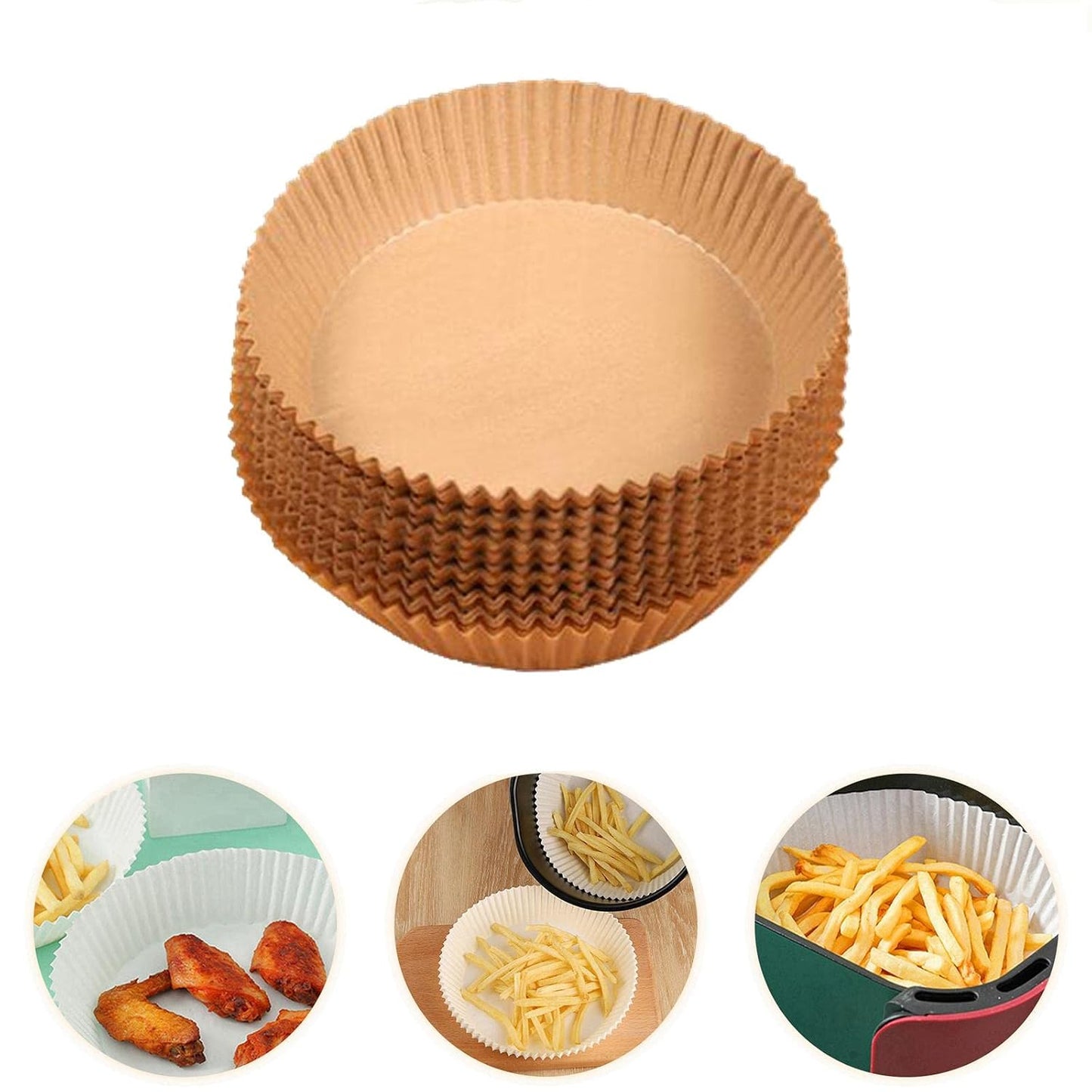 Round Air Fryer Disposable Paper Liner (50 Pcs Set 160mmx45mm) (X477)
