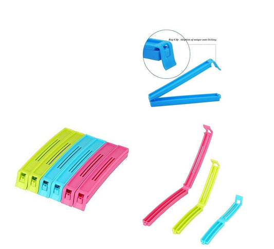 Multicolored plastic snack bag clips, 18 pieces set