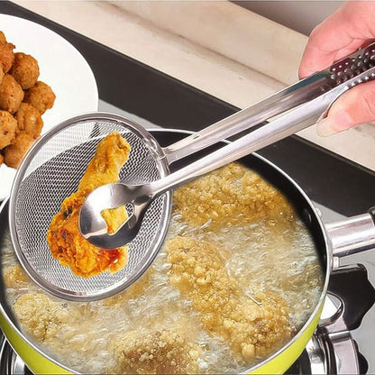 2-in-1 Stainless Steel Filter Spoon with Clip – Multi-functional Oil Frying Strainer for Kitchen | MKK-X91
