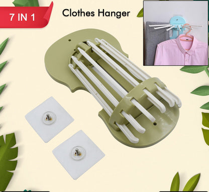 Plastic 7-in-1 Multifunction Retractable Wall-Mounted Pull-Out Hanger Rack Without Punching Hooks Up for Kitchen Bathroom (1-X36)