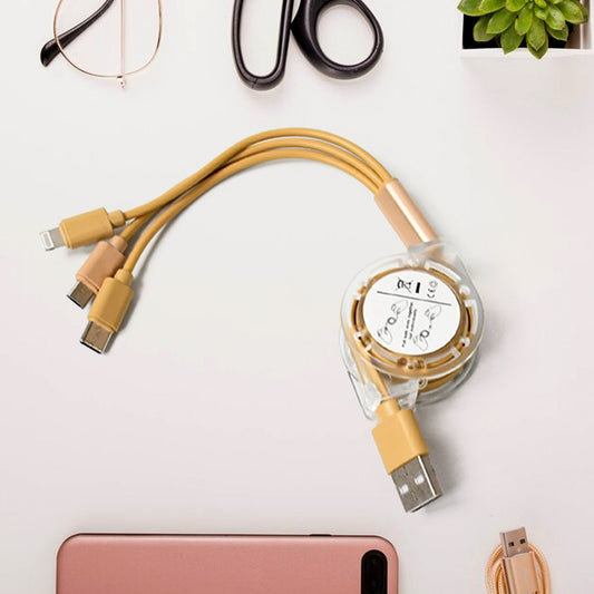 Retractable Charger Charging Cable, Micro USB Cable, 3 in 1, Multi Charging Cable, Compatible with Phone / Type C / Micro Android USB and Other Mobile Devices (1 Pc) (X470)