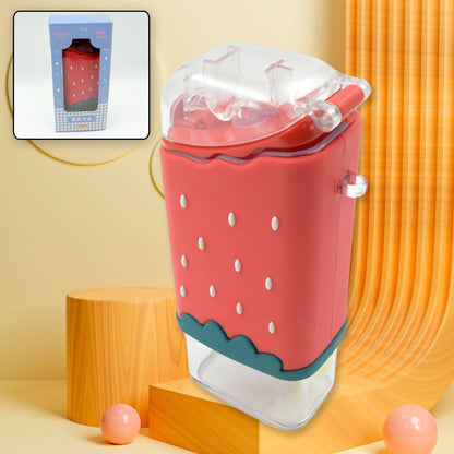 Portable Cute Water Bottle for Kids, Unique Ice Cream Shape water cup, Popsicle Shaped Plastic Kettle with Straw, Adjustable Shoulder Strap, BPA free, Leakproof (300 ML) (X958)