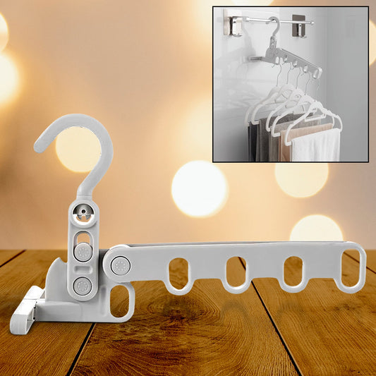 5 holes foldable clothes Hanger, travel clothes hanger, multifunctional clothes hanger, space-saving wall holder, clothes rack, robust clothes hanger for travel, indoors. (X947)