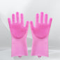 Dishwashing Gloves with Scrubber| Silicone Cleaning Reusable Scrub Gloves  (1 Pair, 250 Gm) (X460)