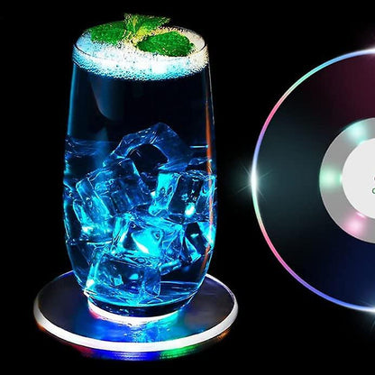 Colorful LED Cocktail Coaster, Round Ultra-Thin LED Drink Coaster (1 Pc) (X503)