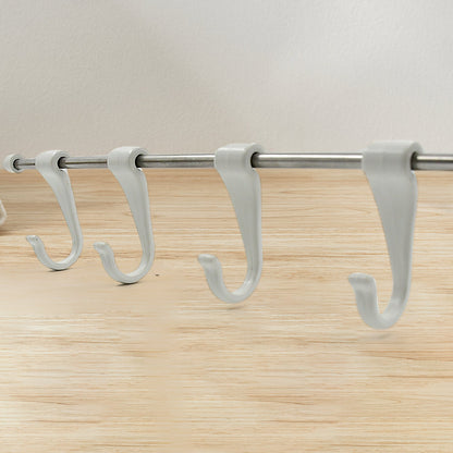 Stainless Steel Utensil Hanger Rail Nail Free Wall Mount with 2 Magic Stickers & 6 Plastic Hooks For Kitchen (X472)