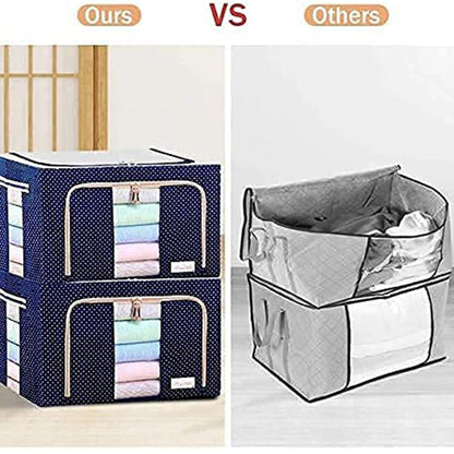 Foldable Steel Frame Clothes Living Storage Organizer Handled Bag (X502)