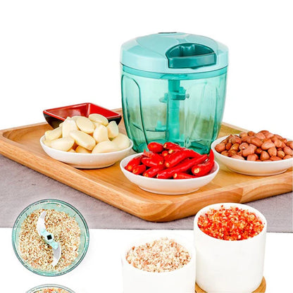 Manual Stainless Steel Compact Extra Sharp Hand Held Vegetable Chopper / Slicer with 5 Blades  (X1052)