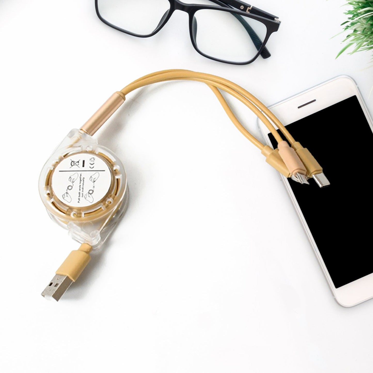 Retractable Charger Charging Cable, Micro USB Cable, 3 in 1, Multi Charging Cable, Compatible with Phone / Type C / Micro Android USB and Other Mobile Devices (1 Pc) (X470)