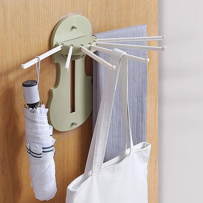 Plastic 7-in-1 Multifunction Retractable Wall-Mounted Pull-Out Hanger Rack Without Punching Hooks Up for Kitchen Bathroom (1-X36)