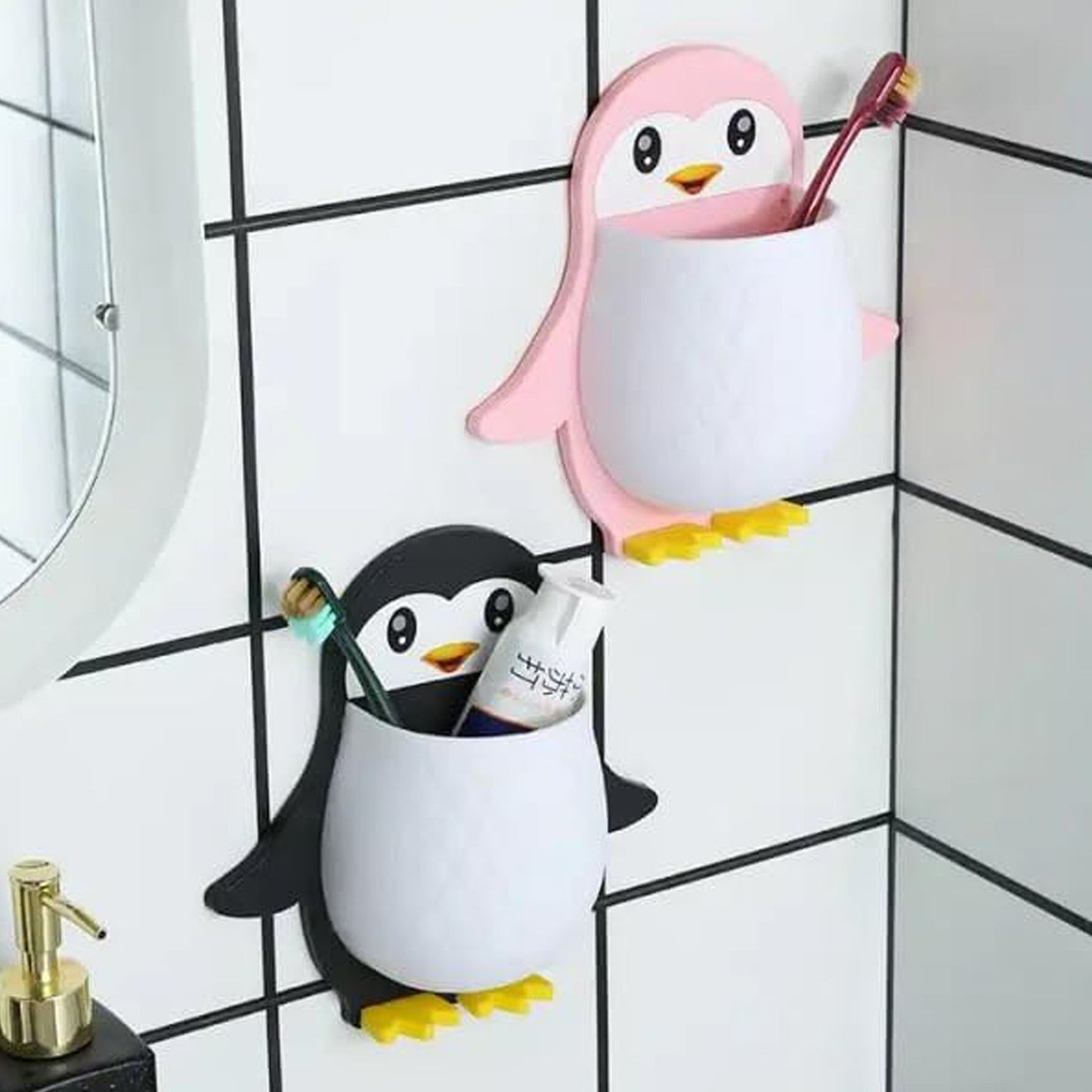 Penguin Storage Box, Adhesive Remote Case, Electric Toothbrushes Holder, (X355)