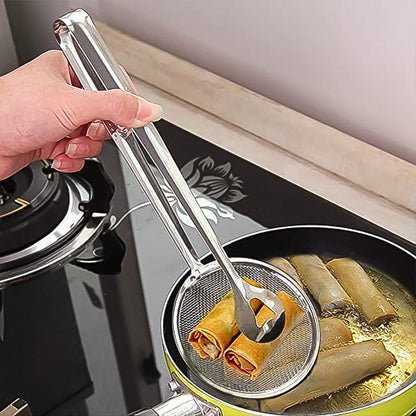 2-in-1 Stainless Steel Filter Spoon with Clip – Multi-functional Oil Frying Strainer for Kitchen | MKK-X91