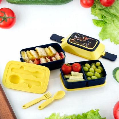 MKK-13- Double Layer Lunch Box Stylish Lid Lunch Box With Fork & Spoon Lunch Box For Children School Lunch Box 