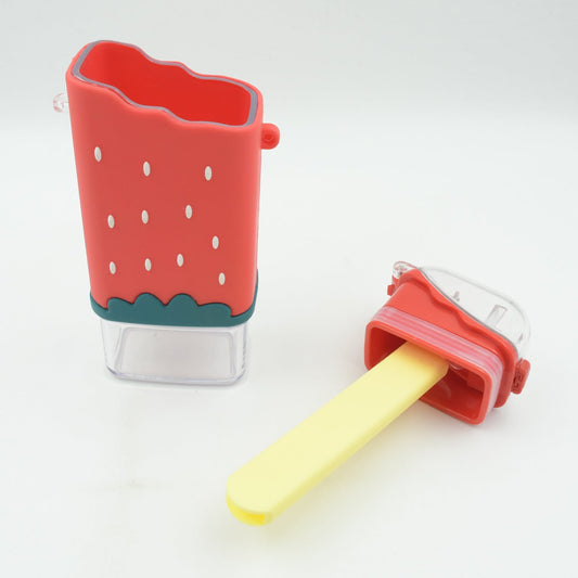 Portable Cute Water Bottle for Kids, Unique Ice Cream Shape water cup, Popsicle Shaped Plastic Kettle with Straw, Adjustable Shoulder Strap, BPA free, Leakproof (300 ML) (X958)
