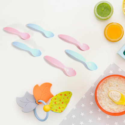 MKK-25-Kids Cute Food Grade Foods Feeding Training Baby Spoon (Set of 6 pcs)